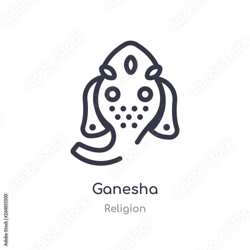 ganesha outline icon. isolated line vector illustration from religion collection. editable thin stroke ganesha icon on white background