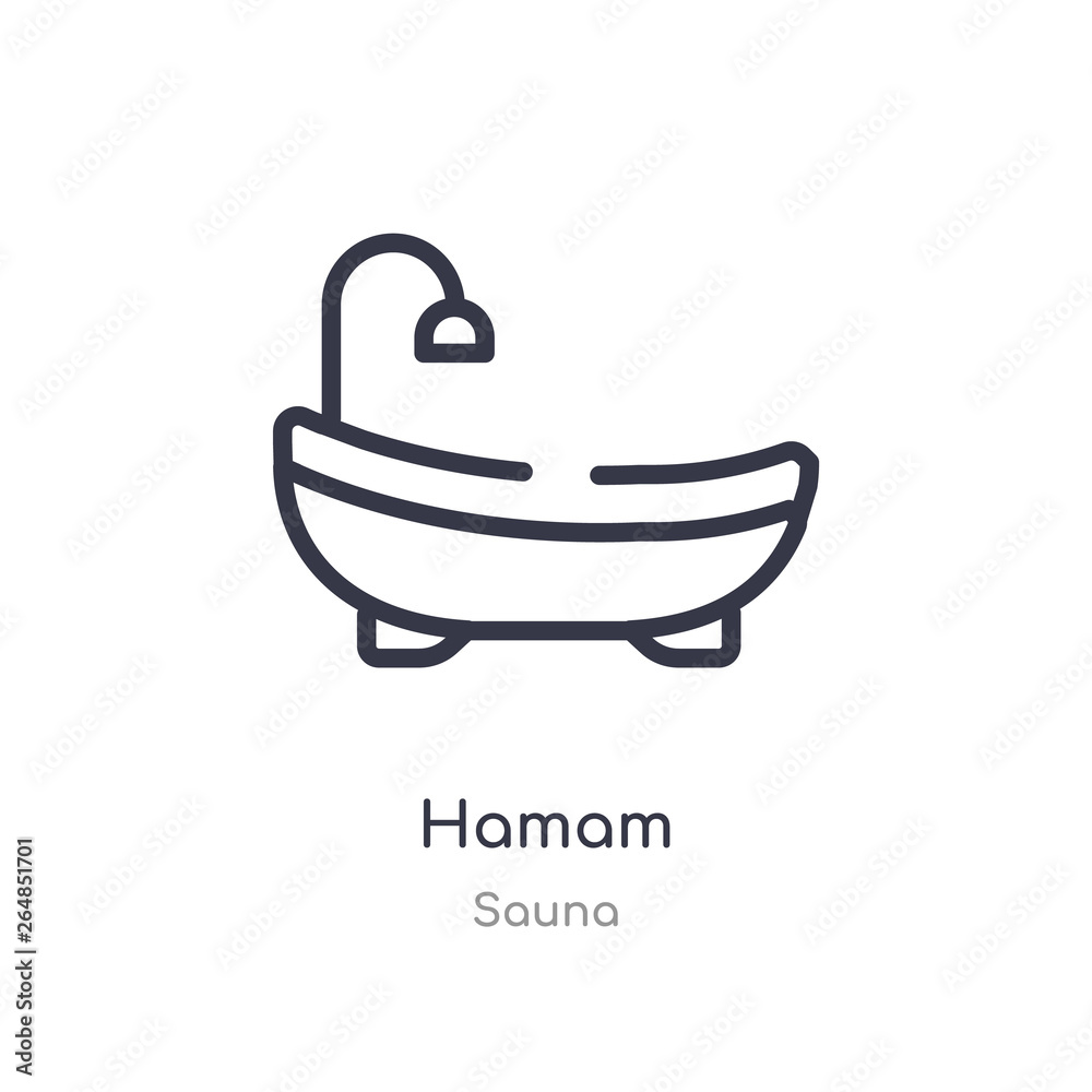 hamam outline icon. isolated line vector illustration from sauna collection. editable thin stroke hamam icon on white background