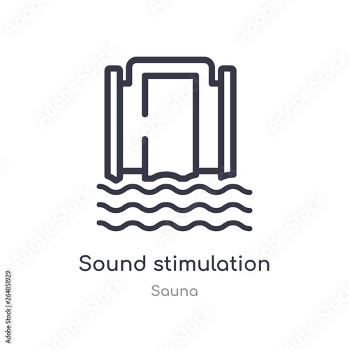 sound stimulation outline icon. isolated line vector illustration from sauna collection. editable thin stroke sound stimulation icon on white background