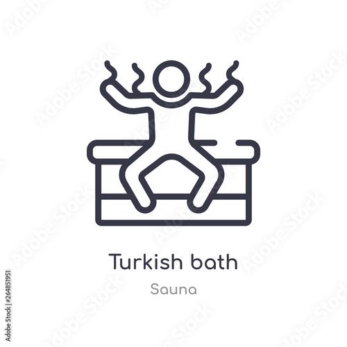 turkish bath outline icon. isolated line vector illustration from sauna collection. editable thin stroke turkish bath icon on white background