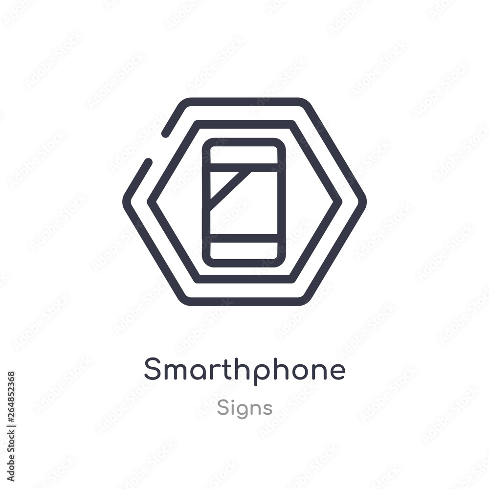 smarthphone outline icon. isolated line vector illustration from signs collection. editable thin stroke smarthphone icon on white background smarthphone outline icon. isolated line vector illustration from signs collection. editable thin stroke smarthphone icon on white background