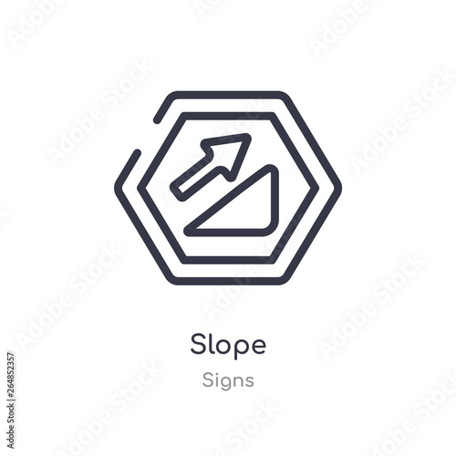 slope outline icon. isolated line vector illustration from signs collection. editable thin stroke slope icon on white background
