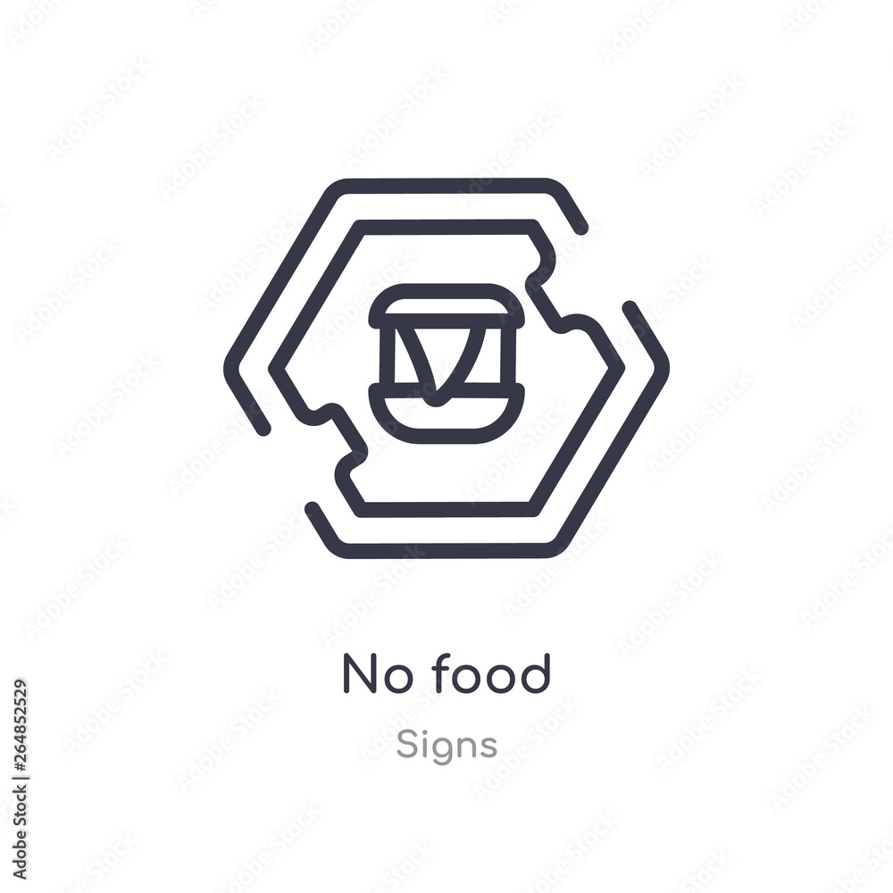 no food outline icon. isolated line vector illustration from signs collection. editable thin stroke no food icon on white background