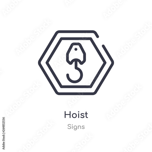 hoist outline icon. isolated line vector illustration from signs collection. editable thin stroke hoist icon on white background