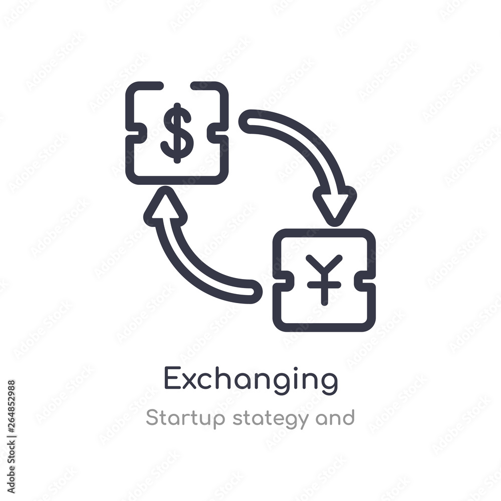 exchanging outline icon. isolated line vector illustration from startup stategy and collection. editable thin stroke exchanging icon on white background