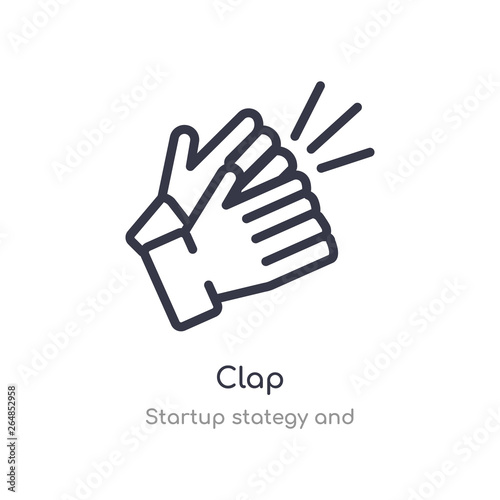 clap outline icon. isolated line vector illustration from startup stategy and collection. editable thin stroke clap icon on white background