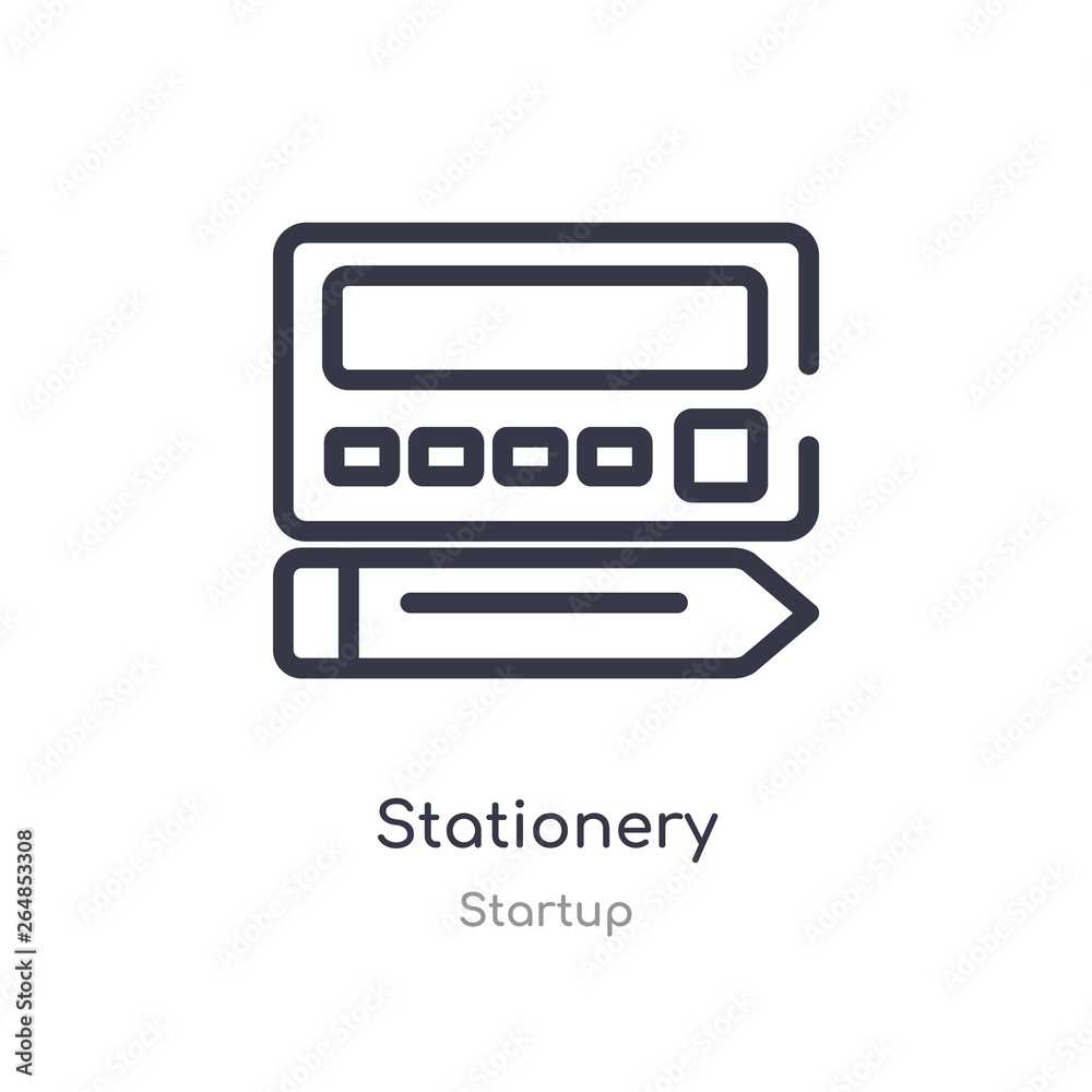 stationery outline icon. isolated line vector illustration from startup collection. editable thin stroke stationery icon on white background