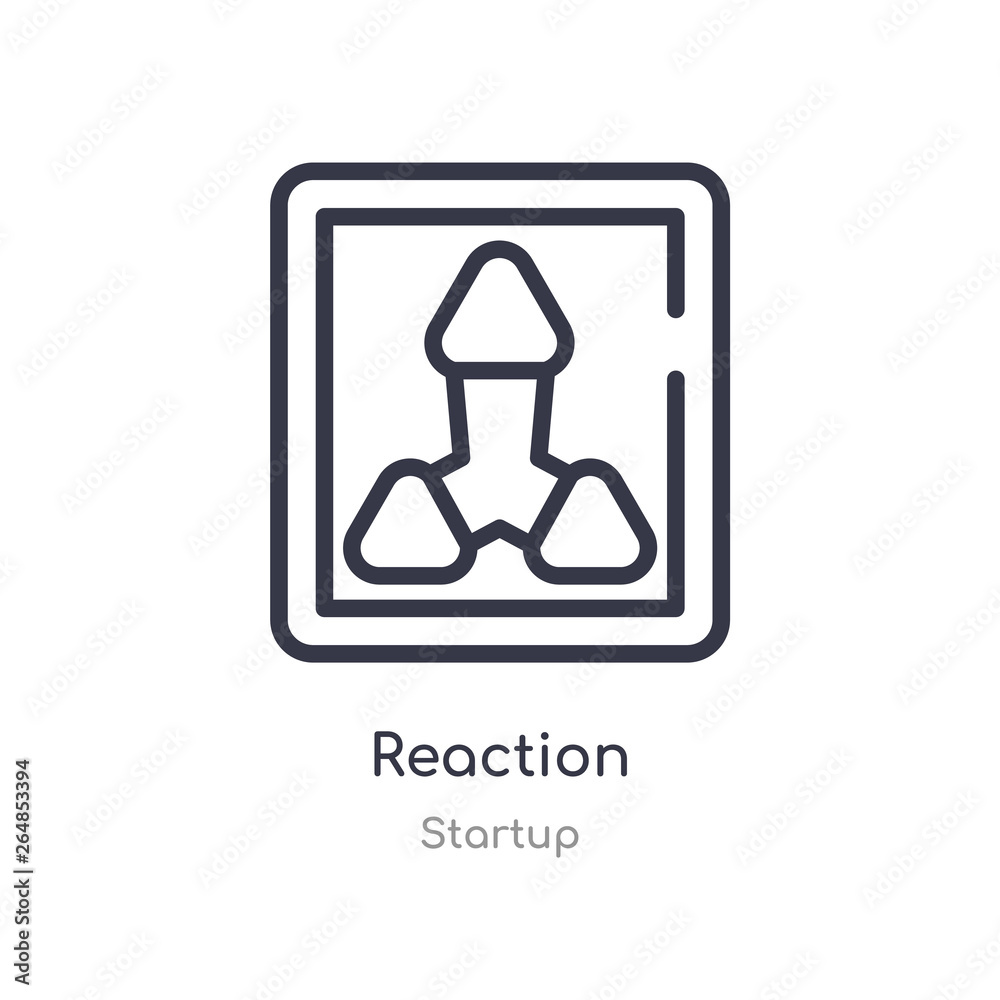 reaction outline icon. isolated line vector illustration from startup collection. editable thin stroke reaction icon on white background reaction outline icon. isolated line vector illustration from startup collection. editable thin stroke reaction icon on white background