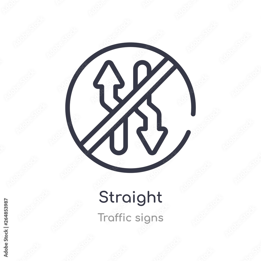 straight outline icon. isolated line vector illustration from traffic signs collection. editable thin stroke straight icon on white background straight outline icon. isolated line vector illustration from traffic signs collection. editable thin stroke straight icon on white background
