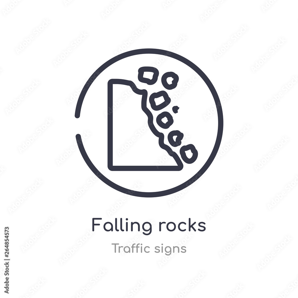 falling rocks outline icon. isolated line vector illustration from traffic signs collection. editable thin stroke falling rocks icon on white background falling rocks outline icon. isolated line vector illustration from traffic signs collection. editable thin stroke falling rocks icon on white background