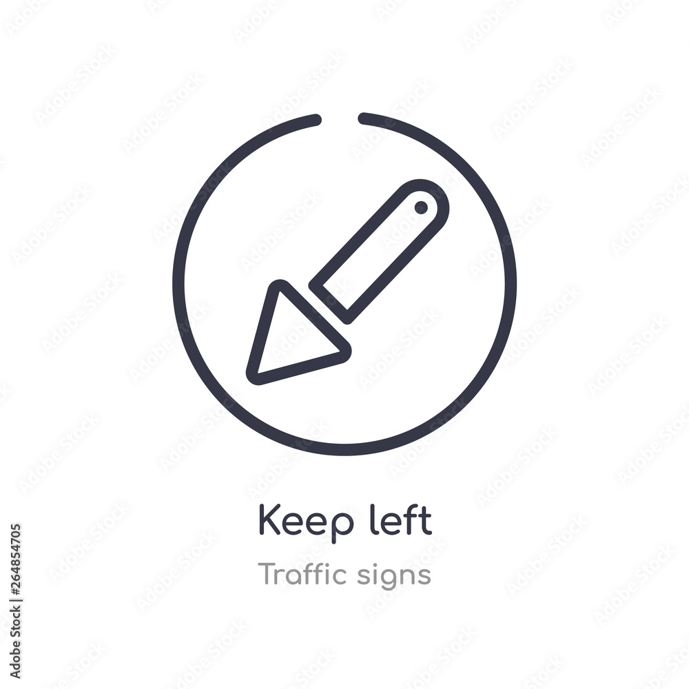 keep left outline icon. isolated line vector illustration from traffic signs collection. editable thin stroke keep left icon on white background keep left outline icon. isolated line vector illustration from traffic signs collection. editable thin stroke keep left icon on white background