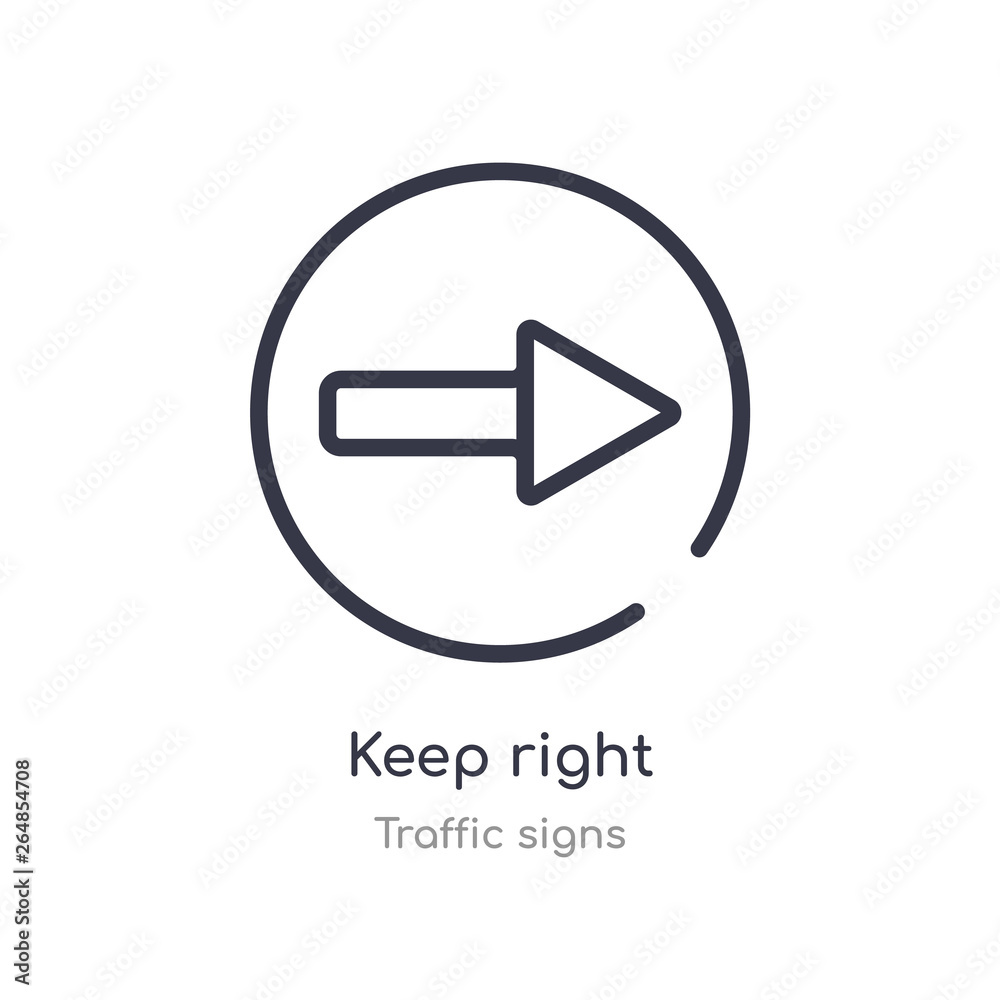 keep right outline icon. isolated line vector illustration from traffic signs collection. editable thin stroke keep right icon on white background