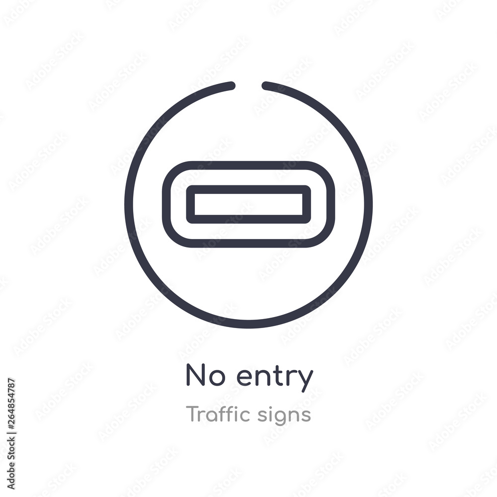 no entry outline icon. isolated line vector illustration from traffic signs collection. editable thin stroke no entry icon on white background no entry outline icon. isolated line vector illustration from traffic signs collection. editable thin stroke no entry icon on white background