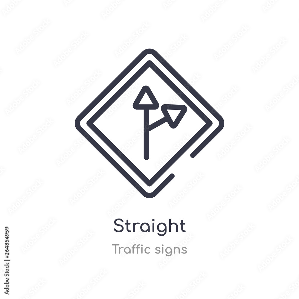 straight outline icon. isolated line vector illustration from traffic signs collection. editable thin stroke straight icon on white background straight outline icon. isolated line vector illustration from traffic signs collection. editable thin stroke straight icon on white background