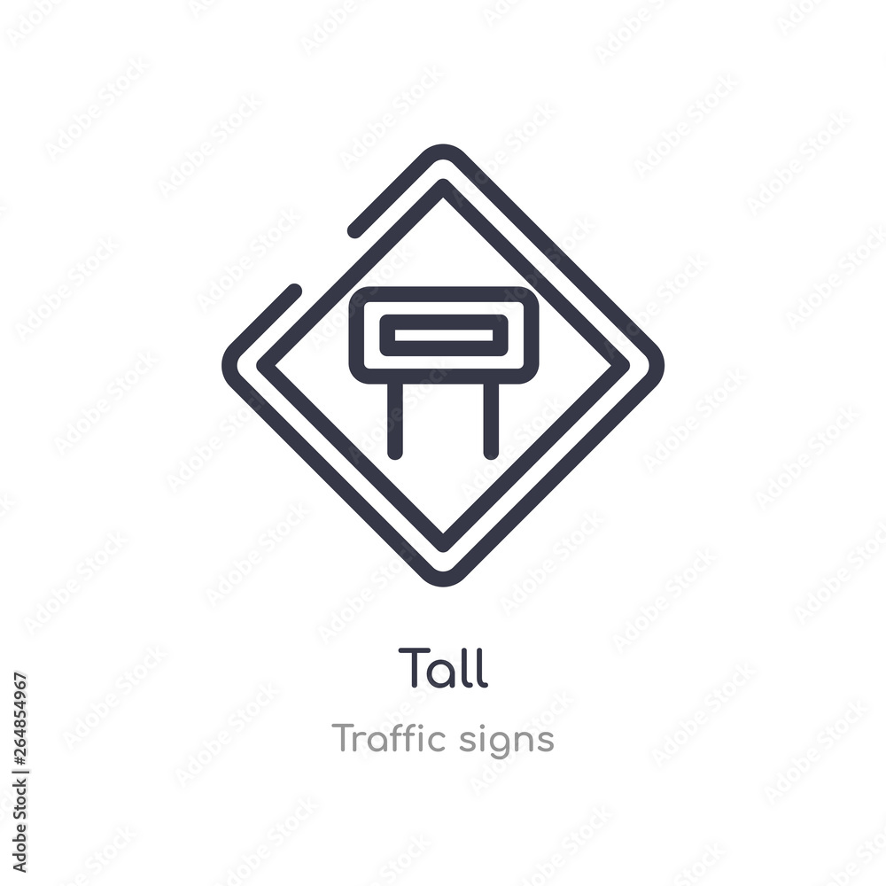 tall outline icon. isolated line vector illustration from traffic signs collection. editable thin stroke tall icon on white background tall outline icon. isolated line vector illustration from traffic signs collection. editable thin stroke tall icon on white background