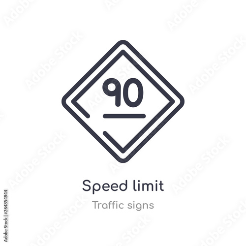 Free Download speed limit outline icon. isolated line vector illustration from traffic signs collection. editable thin stroke speed limit icon on white background - GFXLoad