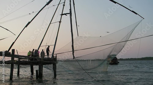 The famed Chinese Nets in Fort Kochi, Kerala, India