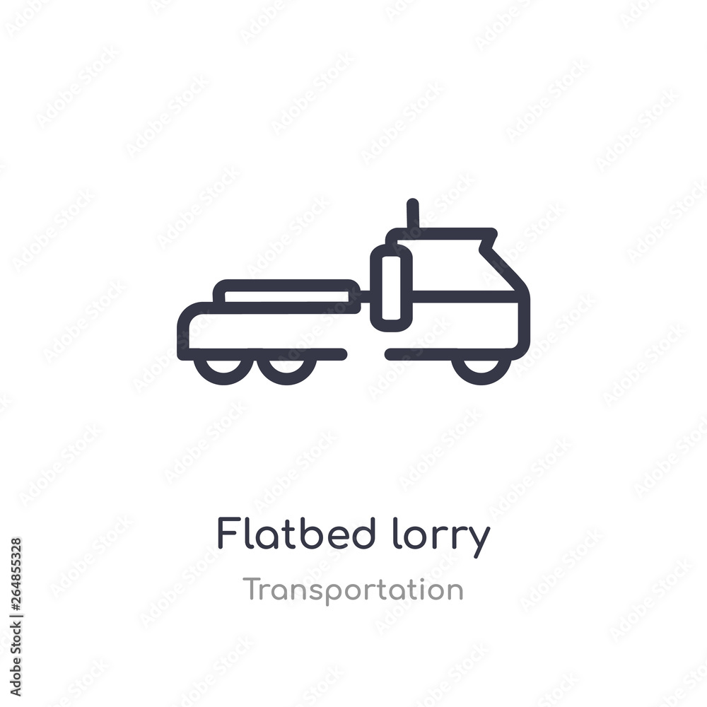 flatbed lorry outline icon. isolated line vector illustration from transportation collection. editable thin stroke flatbed lorry icon on white background