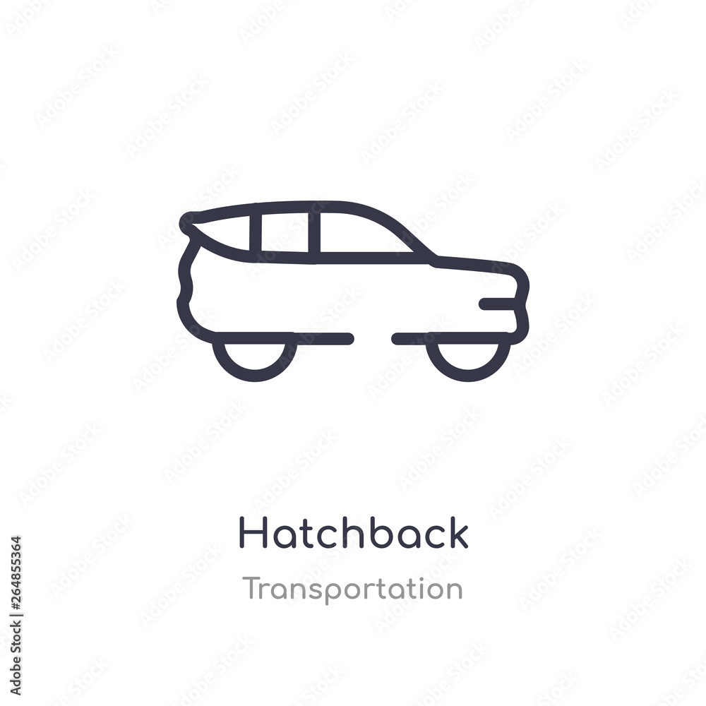 hatchback outline icon. isolated line vector illustration from transportation collection. editable thin stroke hatchback icon on white background