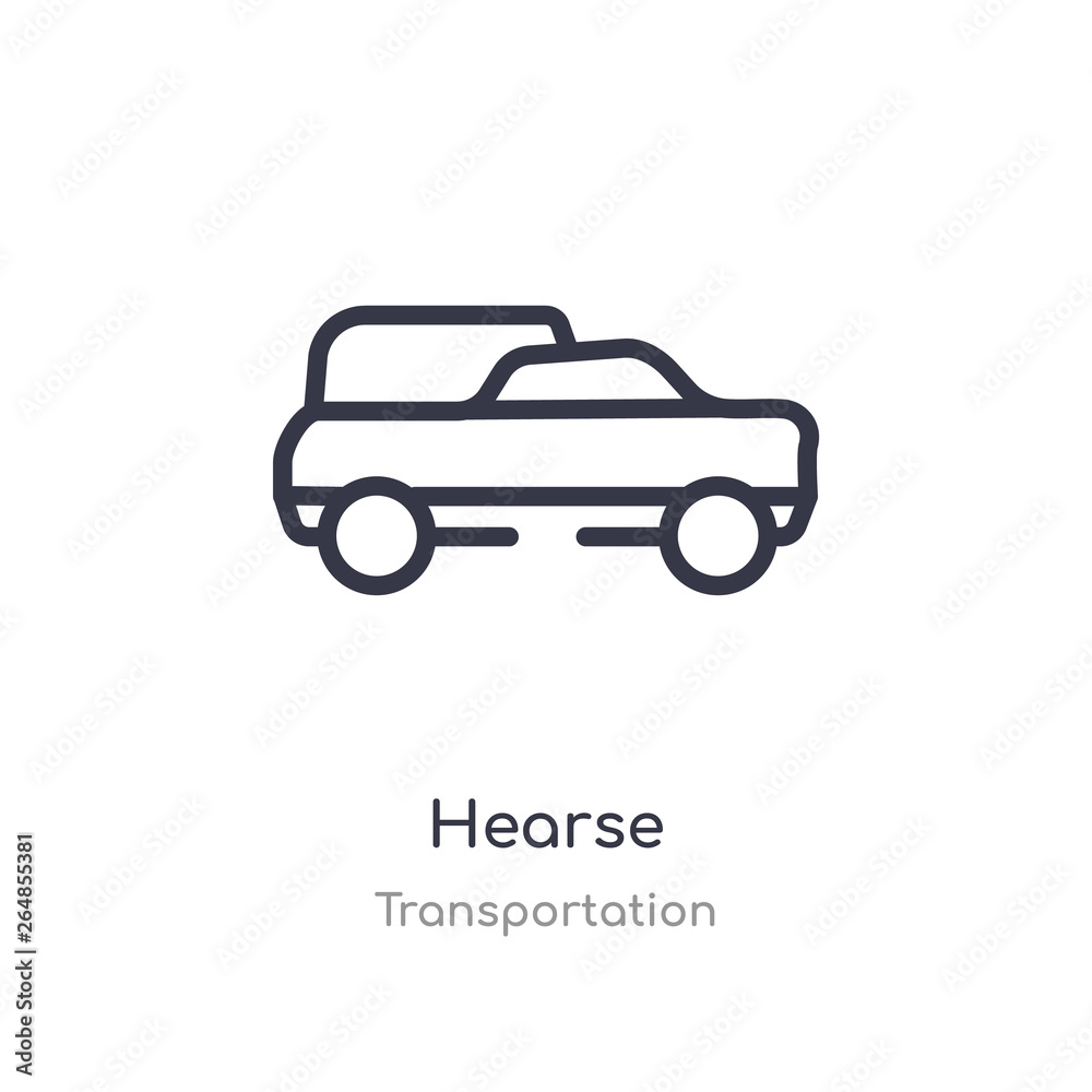 hearse outline icon. isolated line vector illustration from transportation collection. editable thin stroke hearse icon on white background