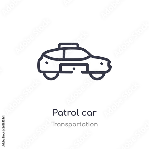 patrol car outline icon. isolated line vector illustration from transportation collection. editable thin stroke patrol car icon on white background