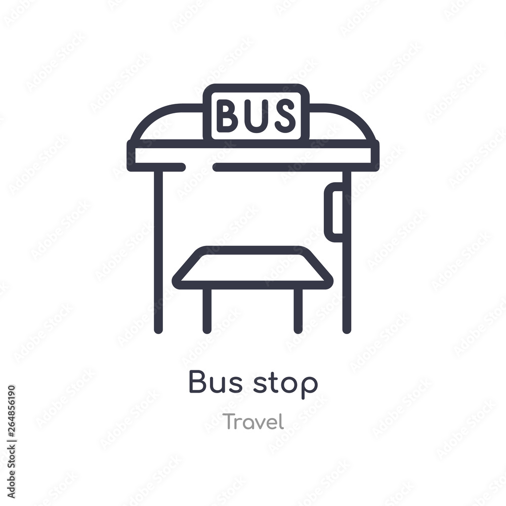 bus stop outline icon. isolated line vector illustration from travel collection. editable thin stroke bus stop icon on white background bus stop outline icon. isolated line vector illustration from travel collection. editable thin stroke bus stop icon on white background