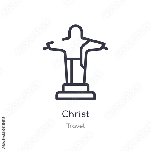 christ outline icon. isolated line vector illustration from travel collection. editable thin stroke christ icon on white background