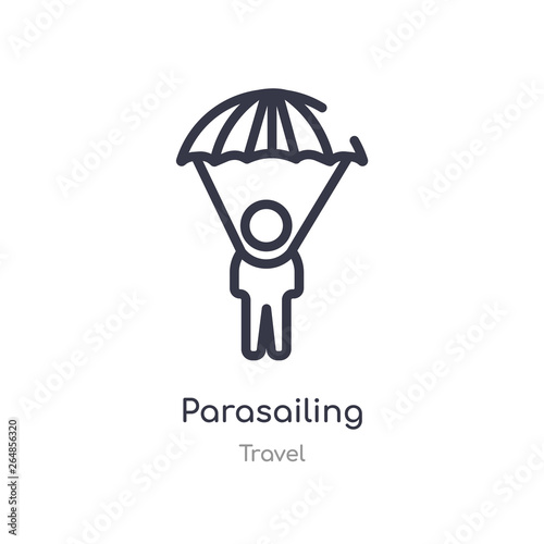parasailing outline icon. isolated line vector illustration from travel collection. editable thin stroke parasailing icon on white background