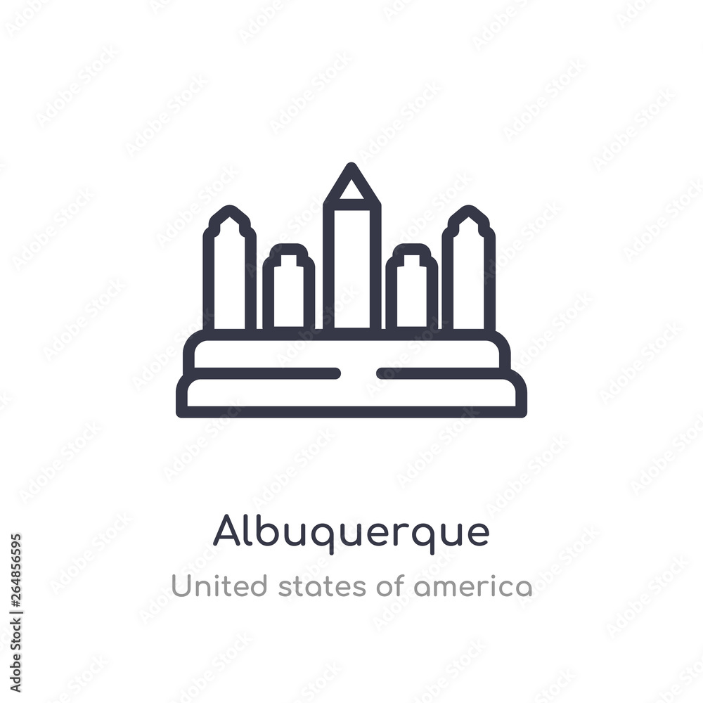 albuquerque outline icon. isolated line vector illustration from united states of america collection. editable thin stroke albuquerque icon on white background