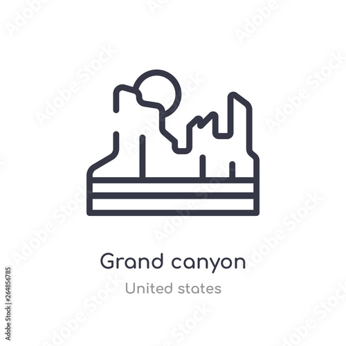grand canyon outline icon. isolated line vector illustration from united states collection. editable thin stroke grand canyon icon on white background