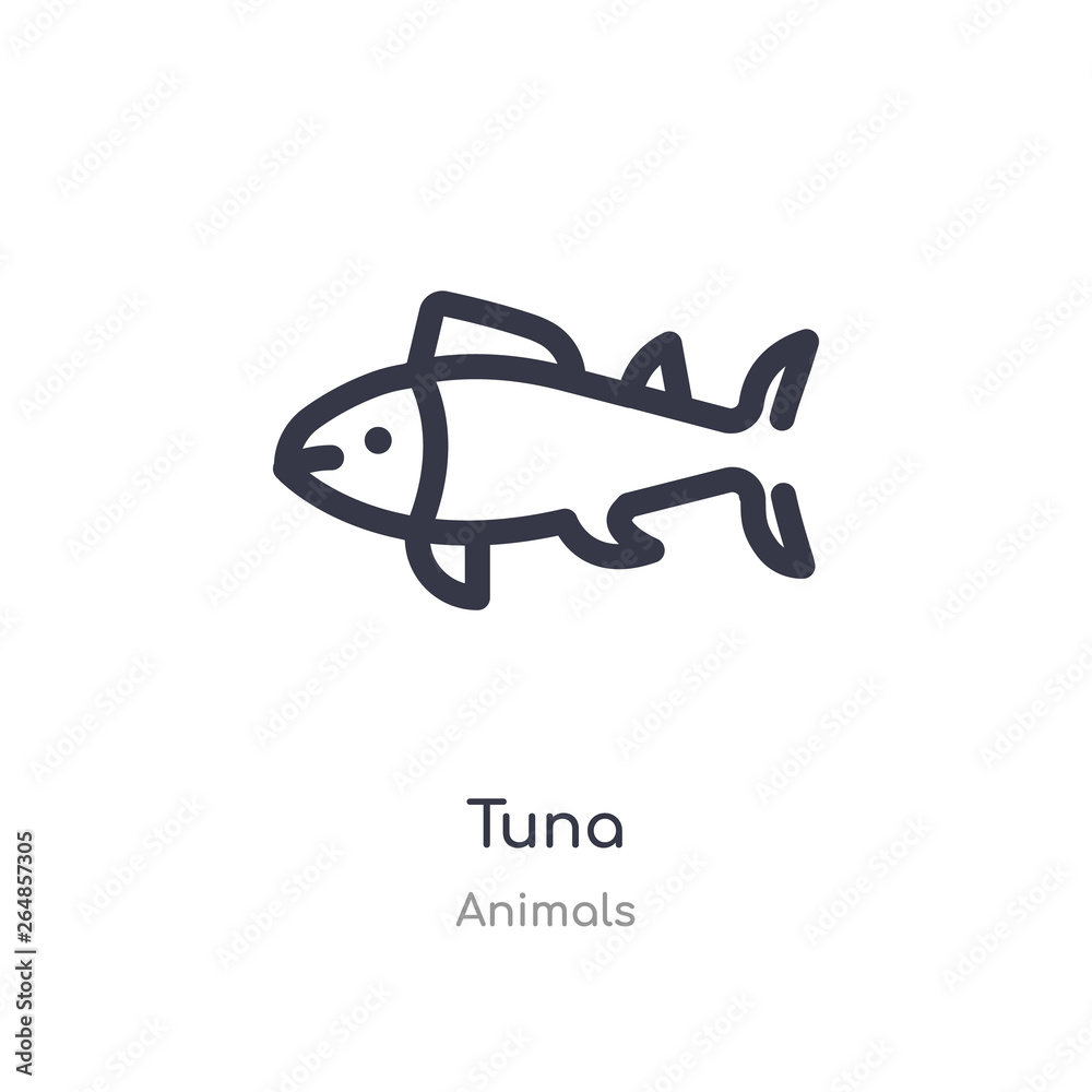 tuna outline icon. isolated line vector illustration from animals collection. editable thin stroke tuna icon on white background tuna outline icon. isolated line vector illustration from animals collection. editable thin stroke tuna icon on white background
