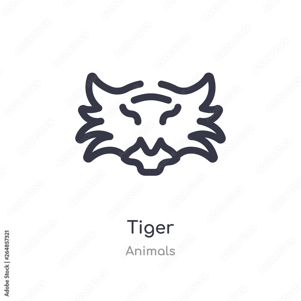 tiger outline icon. isolated line vector illustration from animals collection. editable thin stroke tiger icon on white background tiger outline icon. isolated line vector illustration from animals collection. editable thin stroke tiger icon on white background