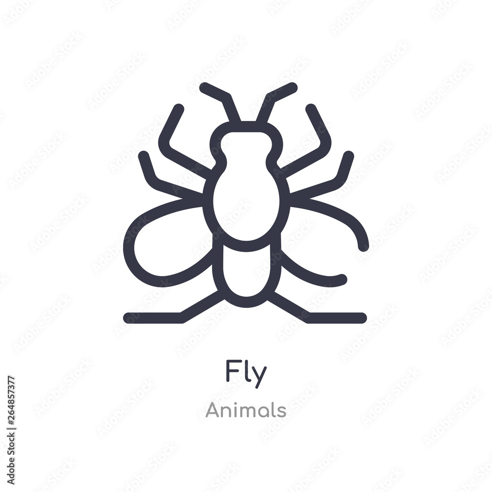 fly outline icon. isolated line vector illustration from animals collection. editable thin stroke fly icon on white background fly outline icon. isolated line vector illustration from animals collection. editable thin stroke fly icon on white background
