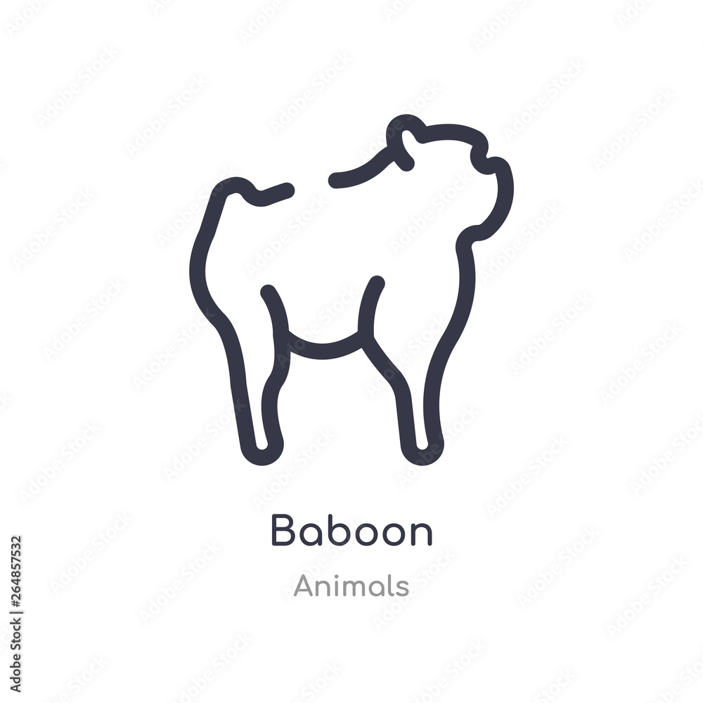 baboon outline icon. isolated line vector illustration from animals collection. editable thin stroke baboon icon on white background baboon outline icon. isolated line vector illustration from animals collection. editable thin stroke baboon icon on white background