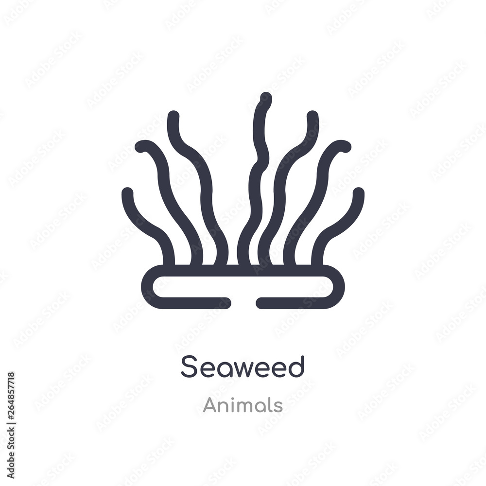 seaweed outline icon. isolated line vector illustration from animals collection. editable thin stroke seaweed icon on white background seaweed outline icon. isolated line vector illustration from animals collection. editable thin stroke seaweed icon on white background