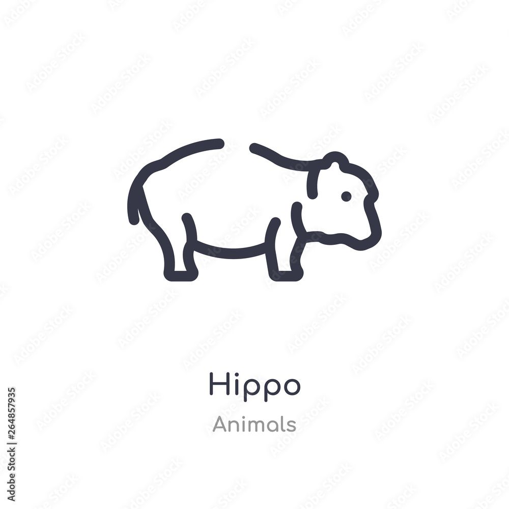 Obraz premium hippo outline icon. isolated line vector illustration from animals collection. editable thin stroke hippo icon on white background