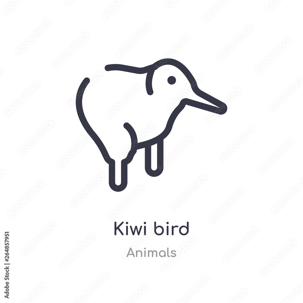 Fototapeta premium kiwi bird outline icon. isolated line vector illustration from animals collection. editable thin stroke kiwi bird icon on white background