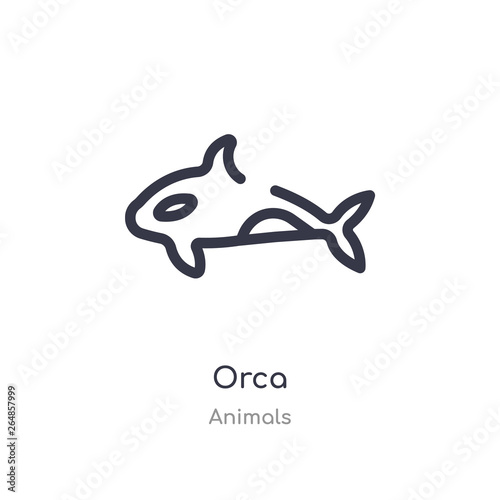 orca outline icon. isolated line vector illustration from animals collection. editable thin stroke orca icon on white background