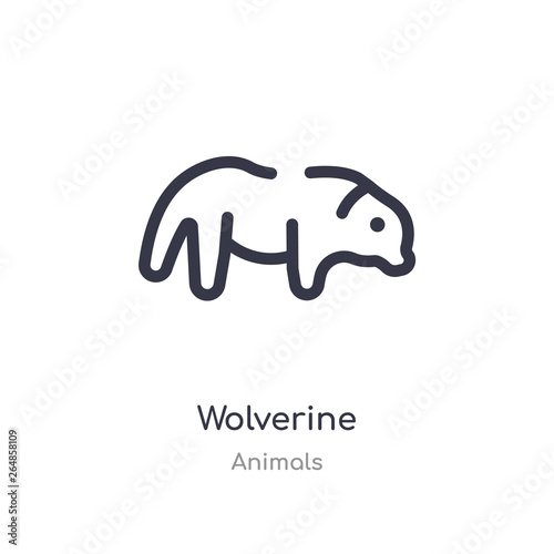 wolverine outline icon. isolated line vector illustration from animals collection. editable thin stroke wolverine icon on white background