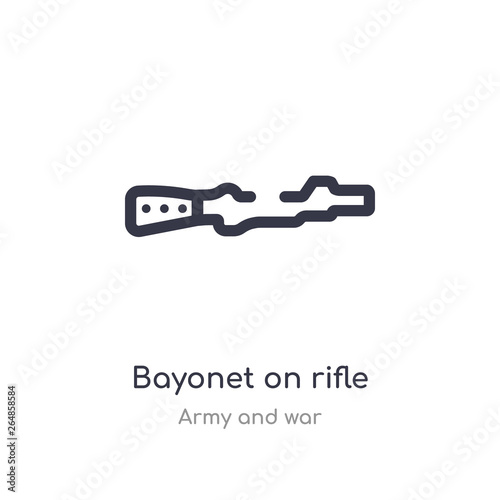 bayonet on rifle outline icon. isolated line vector illustration from army and war collection. editable thin stroke bayonet on rifle icon on white background