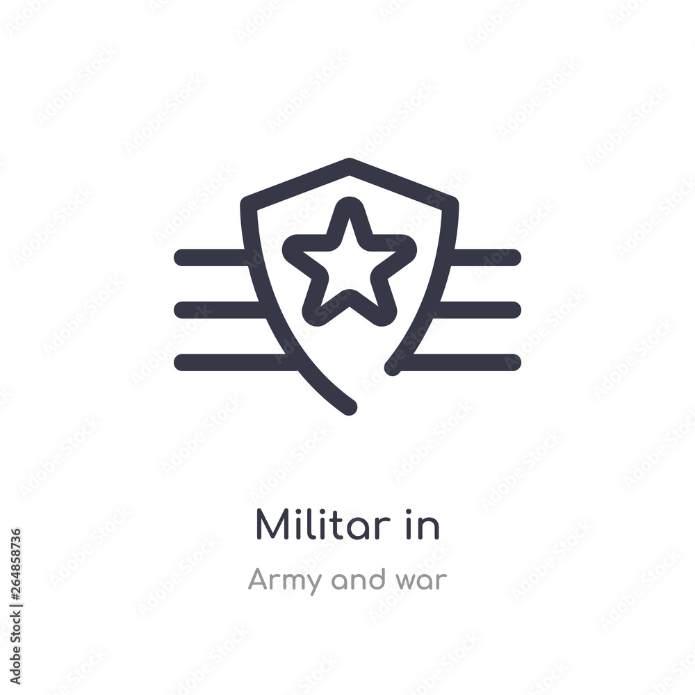 militar in outline icon. isolated line vector illustration from army and war collection. editable thin stroke militar in icon on white background militar in outline icon. isolated line vector illustration from army and war collection. editable thin stroke militar in icon on white background