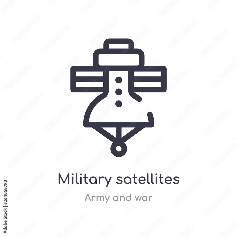 military satellites outline icon. isolated line vector illustration from army and war collection. editable thin stroke military satellites icon on white background military satellites outline icon. isolated line vector illustration from army and war collection. editable thin stroke military satellites icon on white background