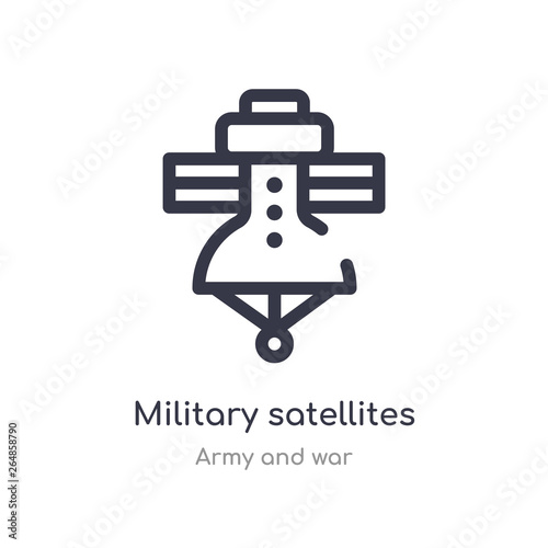 military satellites outline icon. isolated line vector illustration from army and war collection. editable thin stroke military satellites icon on white background