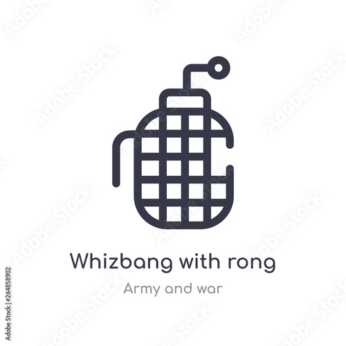 whizbang with rong outline icon. isolated line vector illustration from army and war collection. editable thin stroke whizbang with rong icon on white background