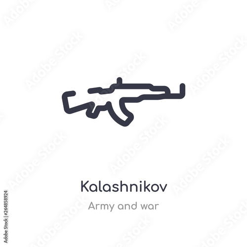 kalashnikov outline icon. isolated line vector illustration from army and war collection. editable thin stroke kalashnikov icon on white background