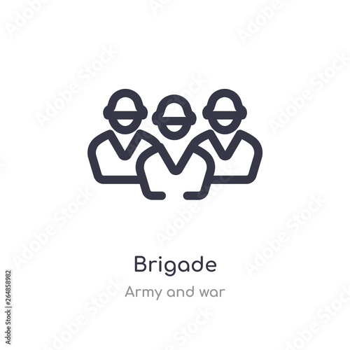 brigade outline icon. isolated line vector illustration from army and war collection. editable thin stroke brigade icon on white background