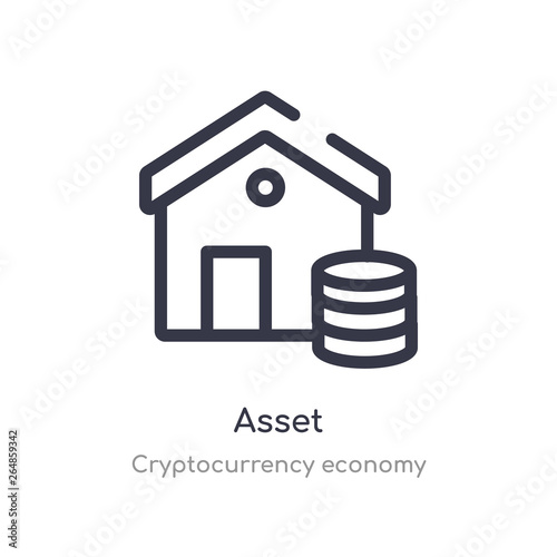 asset outline icon. isolated line vector illustration from cryptocurrency economy collection. editable thin stroke asset icon on white background