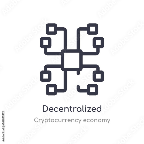 decentralized outline icon. isolated line vector illustration from cryptocurrency economy collection. editable thin stroke decentralized icon on white background