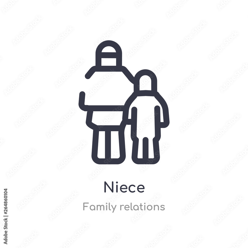 niece outline icon. isolated line vector illustration from family relations collection. editable thin stroke niece icon on white background niece outline icon. isolated line vector illustration from family relations collection. editable thin stroke niece icon on white background