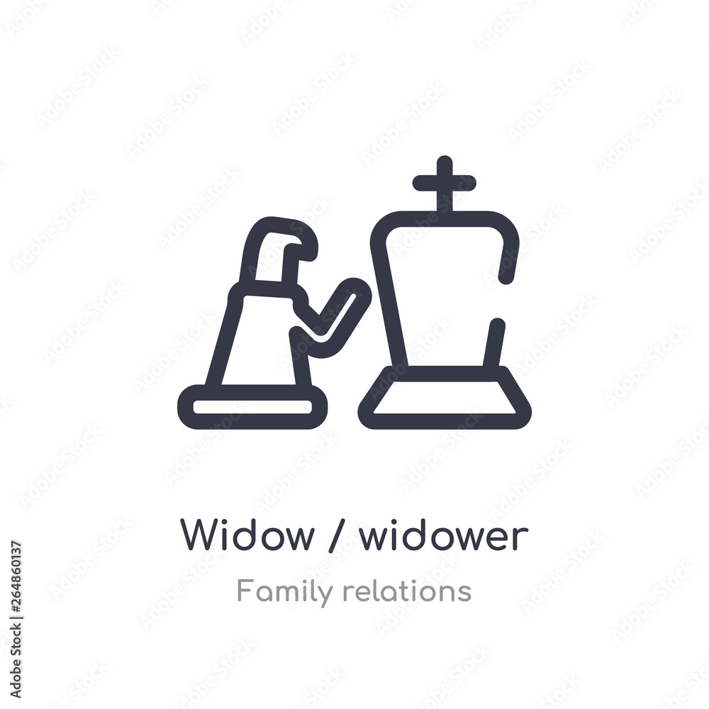 widow / widower outline icon. isolated line vector illustration from family relations collection. editable thin stroke widow / widower icon on white background widow / widower outline icon. isolated line vector illustration from family relations collection. editable thin stroke widow / widower icon on white background